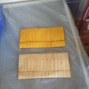 Crocodile Embossed Clutch Duo in Yellow and Beige
